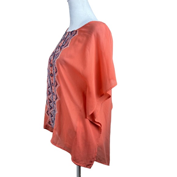 Blue pepper blouse Kaftan Women Small Coral Blue Tribal Southwestern‎ - Picture 2 of 13